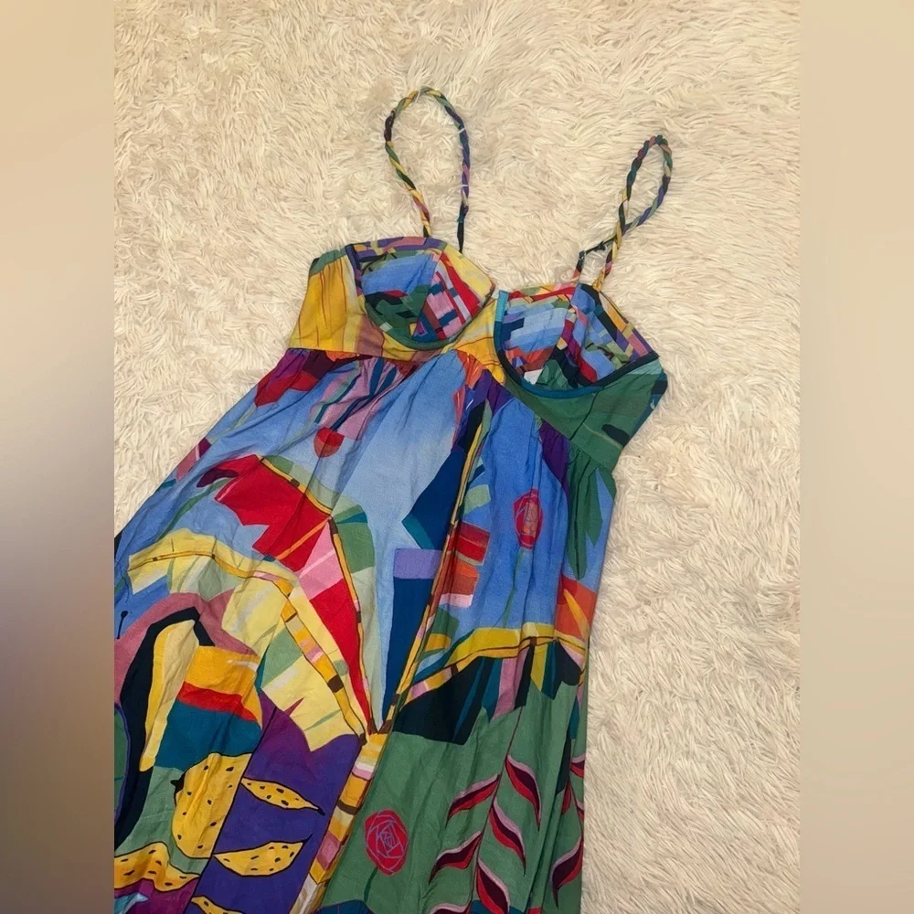 NEW FARM Rio Tropical Scenario Sleeveless Maxi Dress sz S